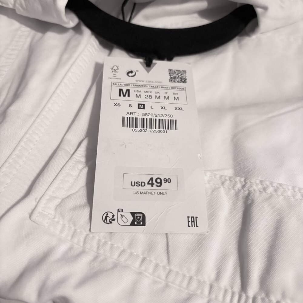 Zara White Denim Romper Womens M NEW - Picture 7 of 13